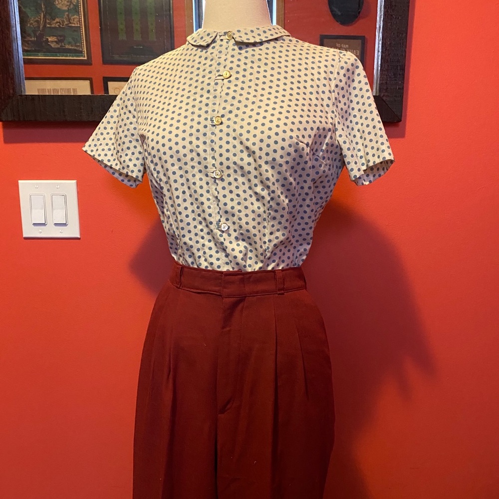 Vintage polka dot button up blouse